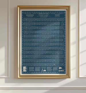 Tide Times Tables Hydrographical Chart for Dublin, Dun Laoghaire, Bray, Portmarnock, Howth, Malahide, Dalkey, Killiney Designed By Sharon Lee